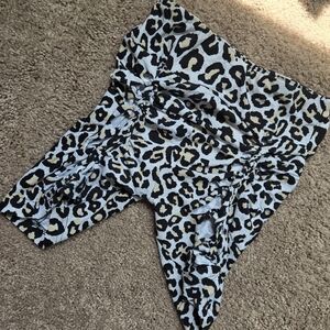 One of kind piscese vibrations braided leopard print biker shorts cheetah print